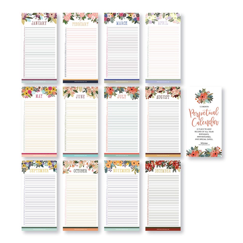 Hadley Designs Floral Perpetual Birthday, Anniversary, Special Event Reminder Calendar Book Journal for Important Family Date Remembrance Wall Hanging, Mom Dutch Bday Gift Card Planner Organizer - Image 2